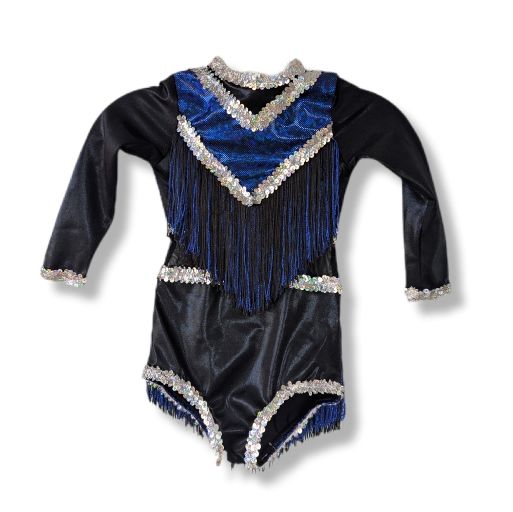 Georgie Girl Costumes Small Black & Blue Fringe Dance Sequin Majorette Costume